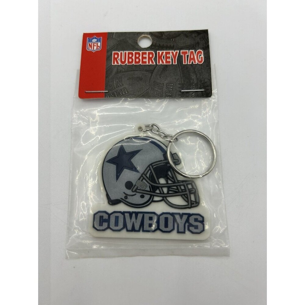 Vintage Dallas Cowboys Helmet Rubber Keyring Keychain Key Tag Logo NFL New